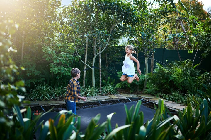 Resize Kids on Trampoline